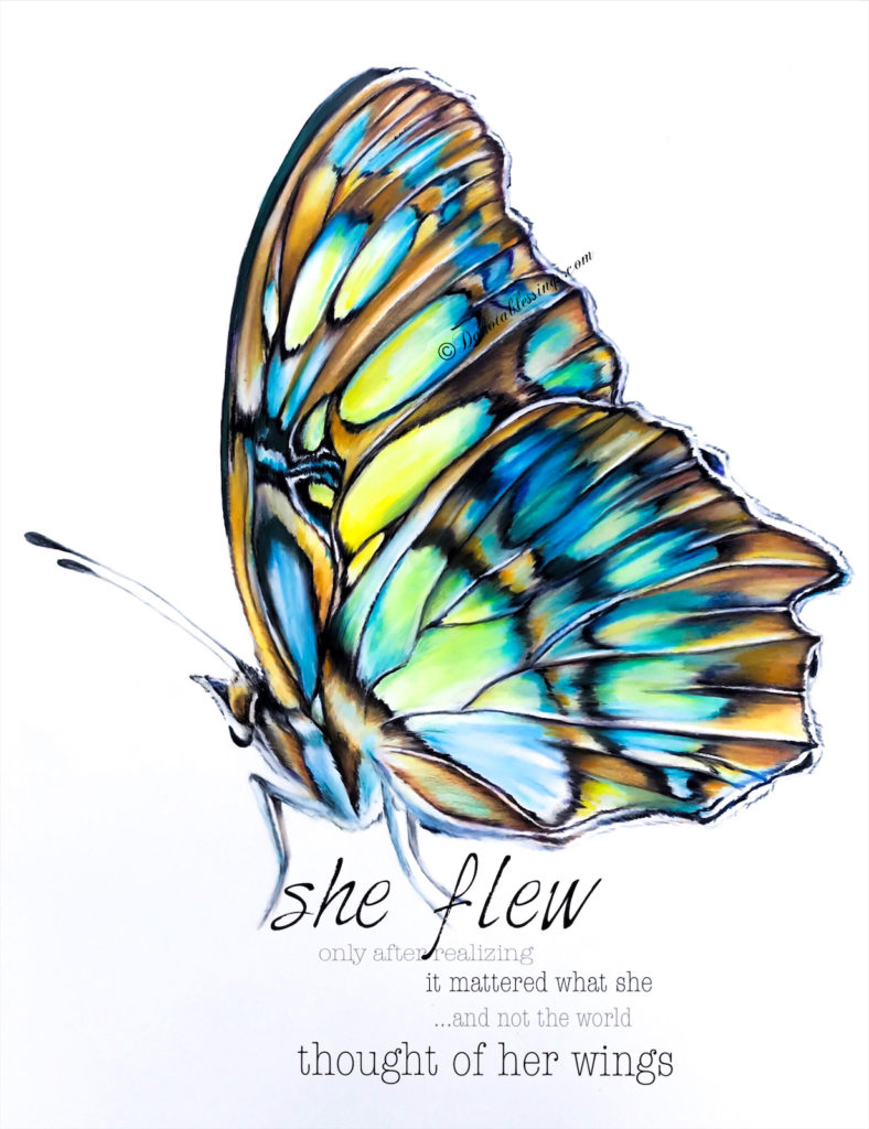 Butterfly art with quote