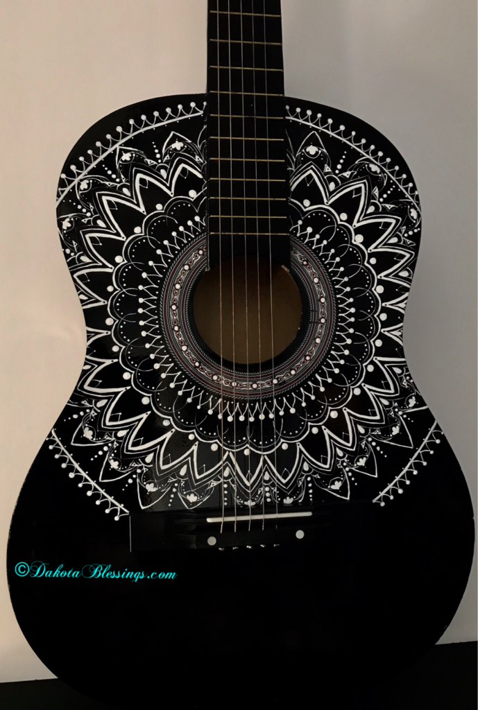 Illustrated zentangle guitar